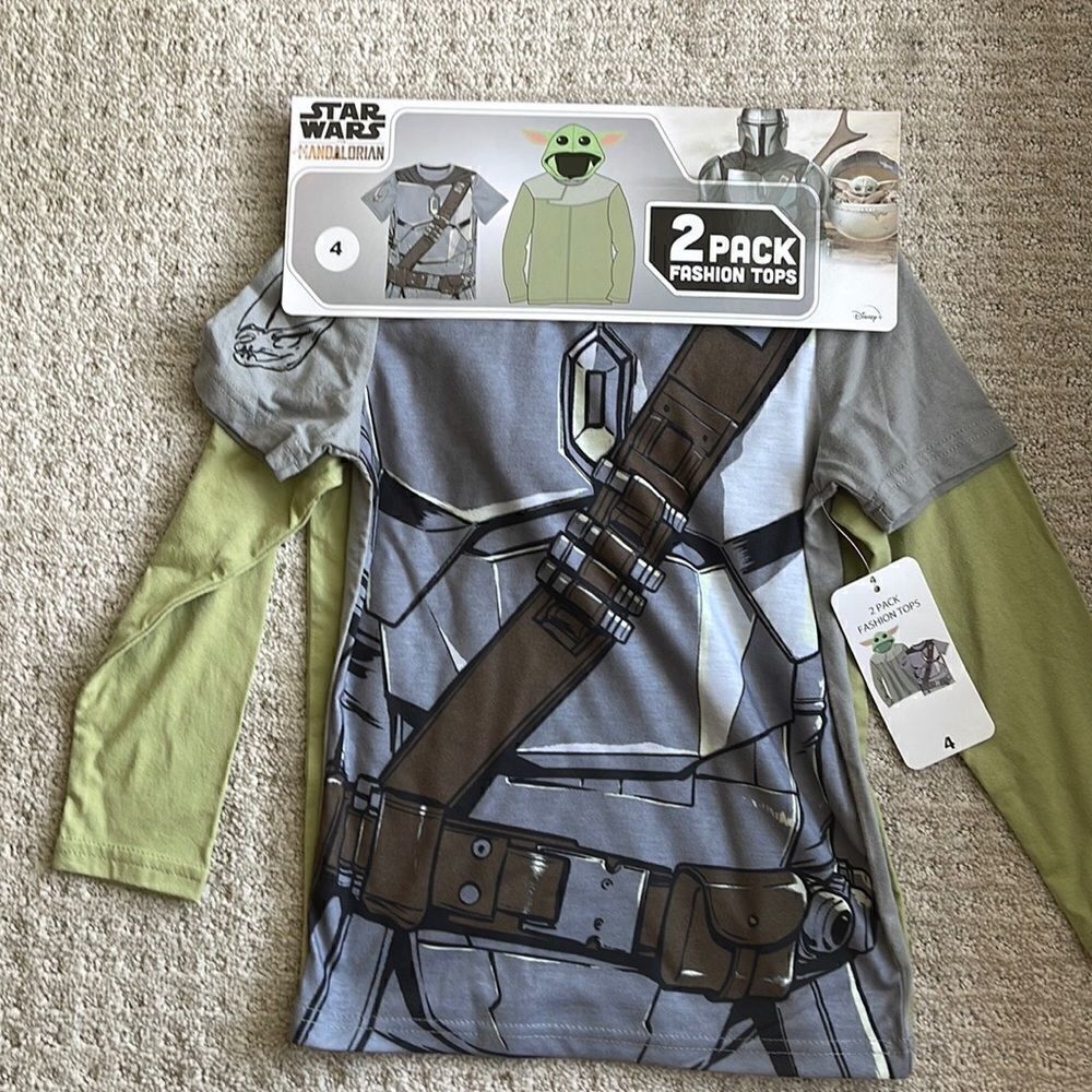Star Wars Mandalorian Boys 2/Pk Tops Sz4